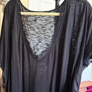 Torrid slub black lace trim tee 6 x NWOT super cute and lightweight